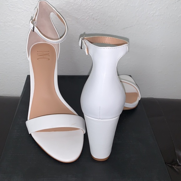 Inc International Concepts Open Toe Ankle Strap Block Heel White - Picture 3 of 9